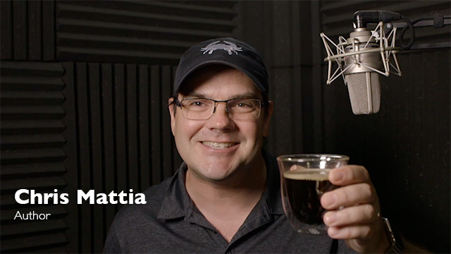 Chris Mattia raises a glass coffee created in Camtasia 2020 Essential Training: The Basics