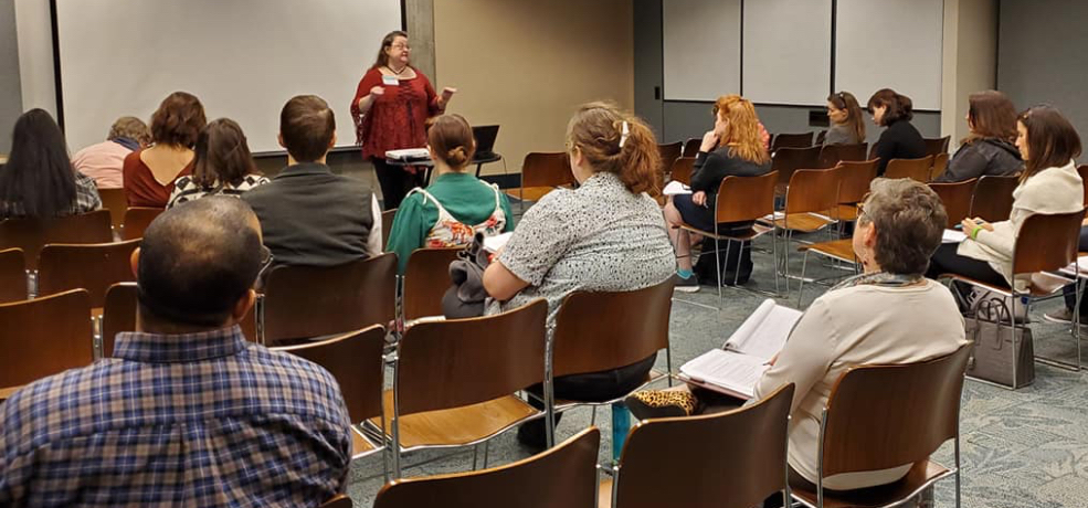 Kristen Stieffel teaching a class