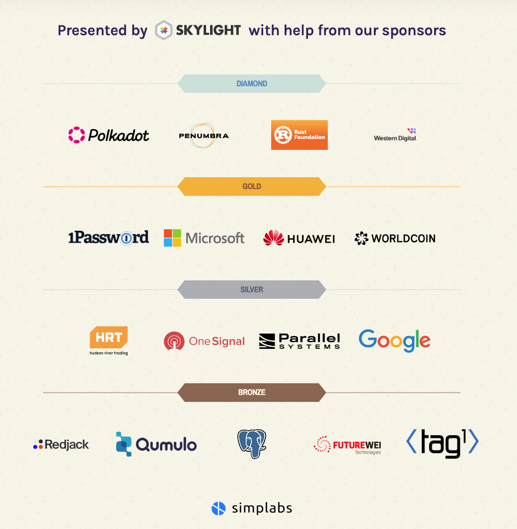 RustConf sponsors