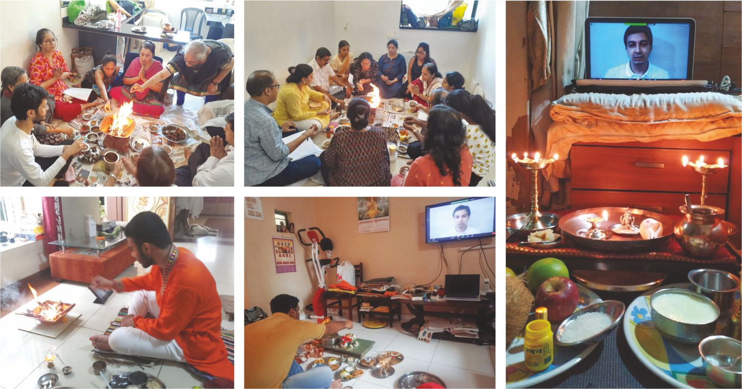 Seekers performing shraddha under the guidance of Acharya Upendra Ji