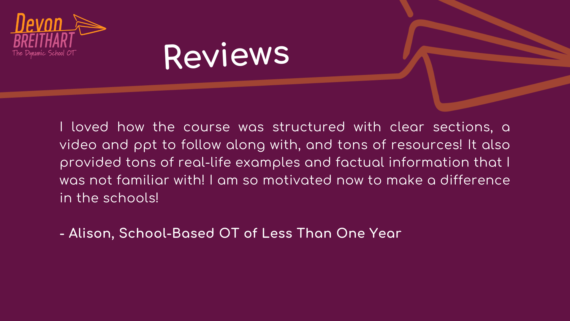 The Dynamic School OT Testimonial