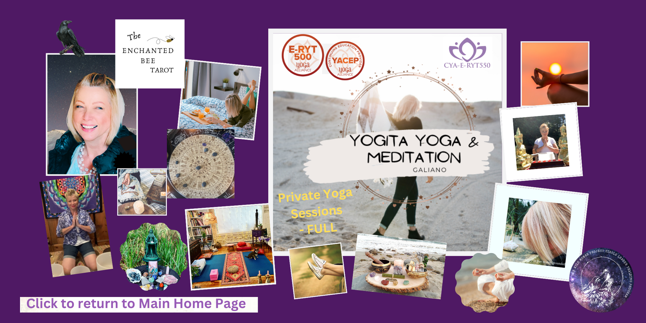 Photo montage of all the talented things Maggie has created at Yogita Yoga  Meditation Galiano