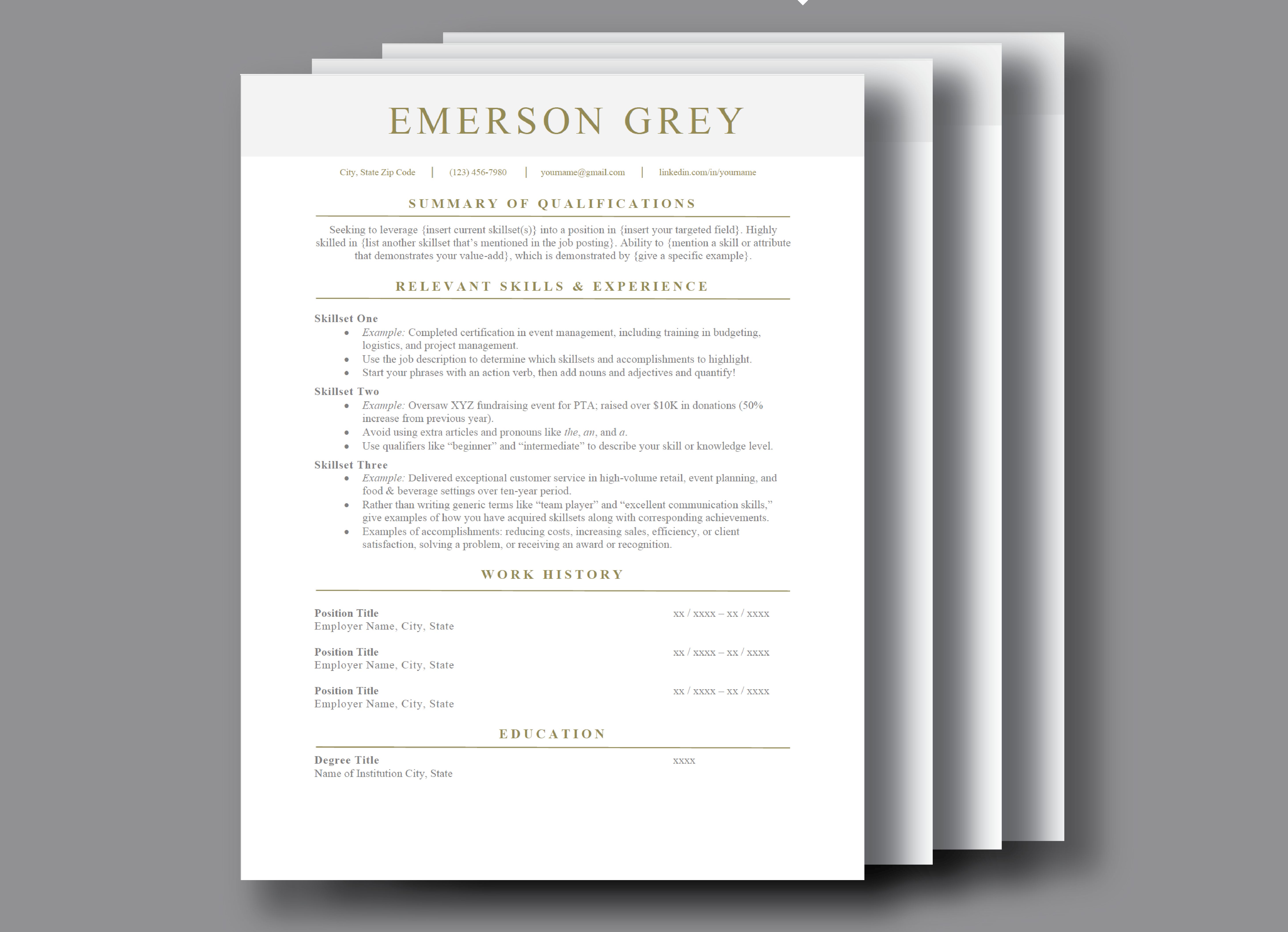 resume template packages