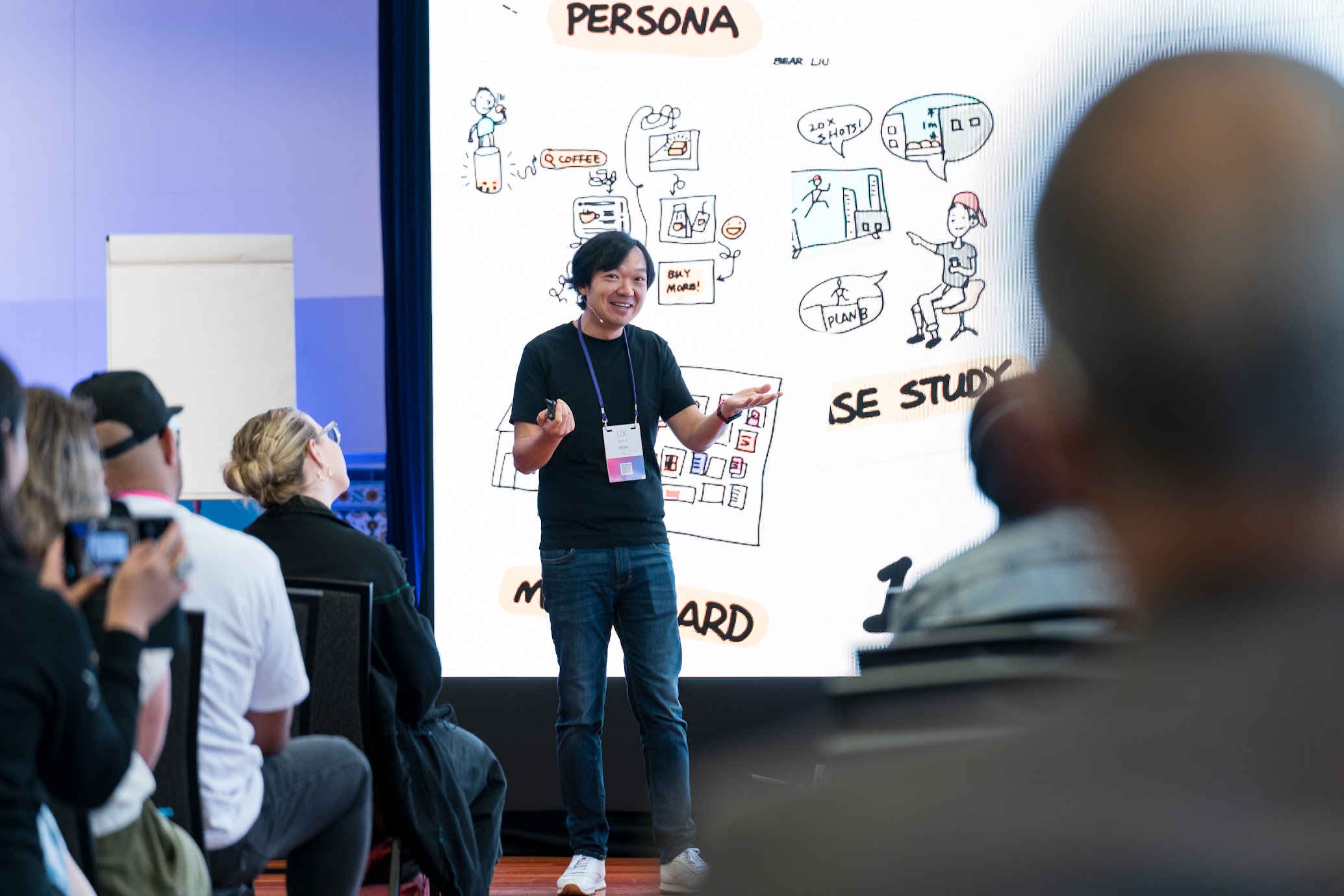 Bear Liu,Product Designer at Xero New Zealand, speaking at the UX New Zealand 2023 conference in Wellington