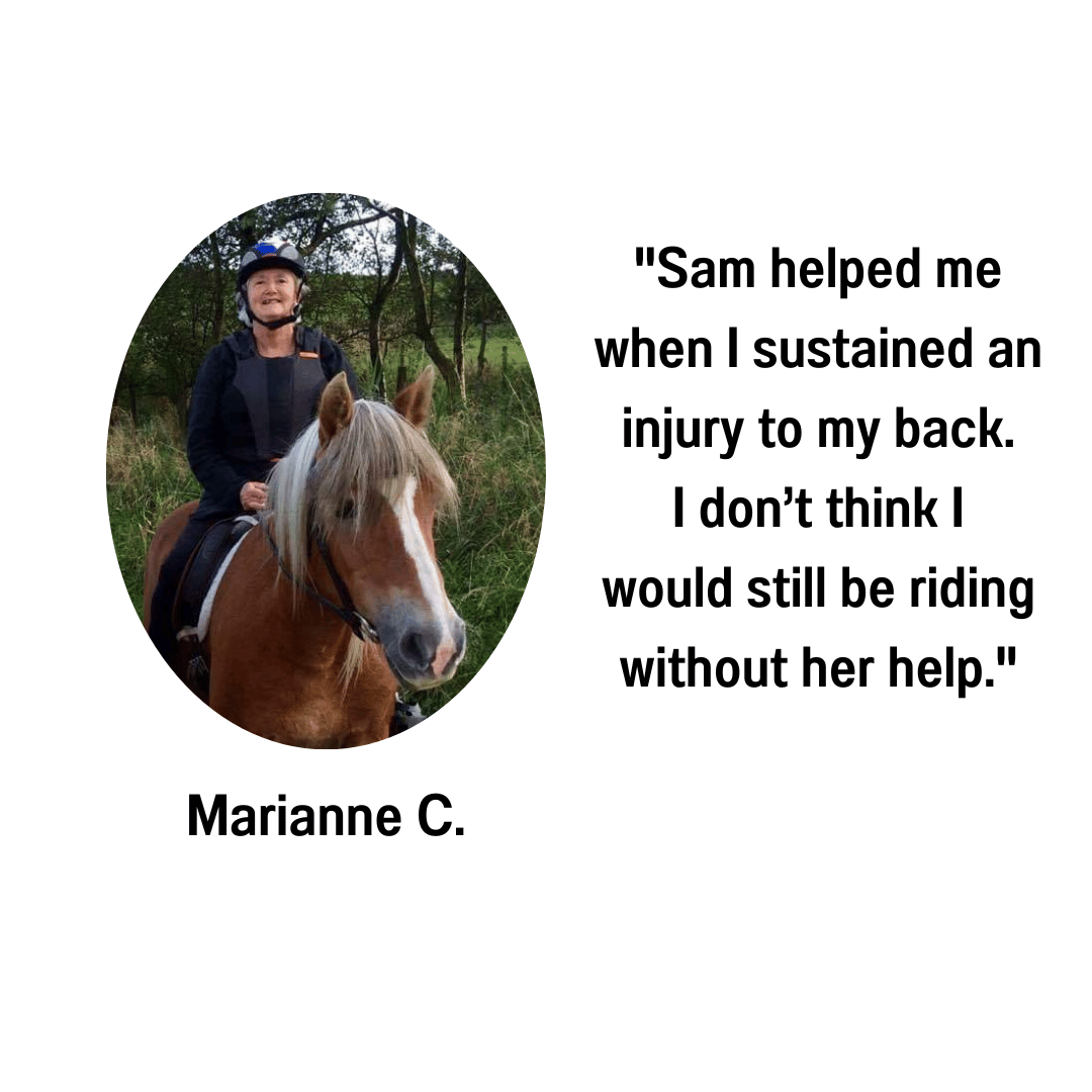 Back injury relief horse rider testimonial
