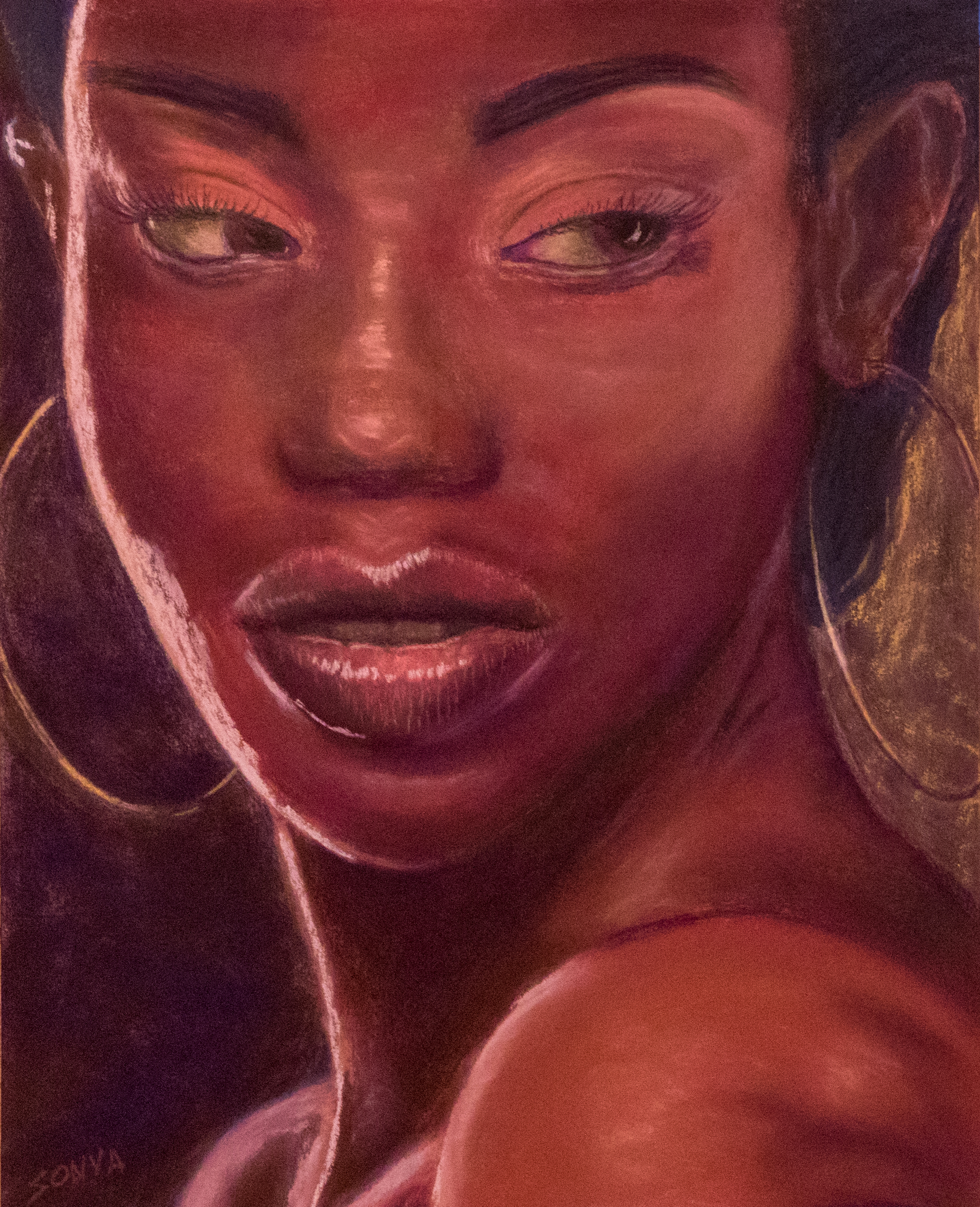Soft Pastel painting of a woman, testimonial from student, Sonya Richeson of RL Caldwell Studio