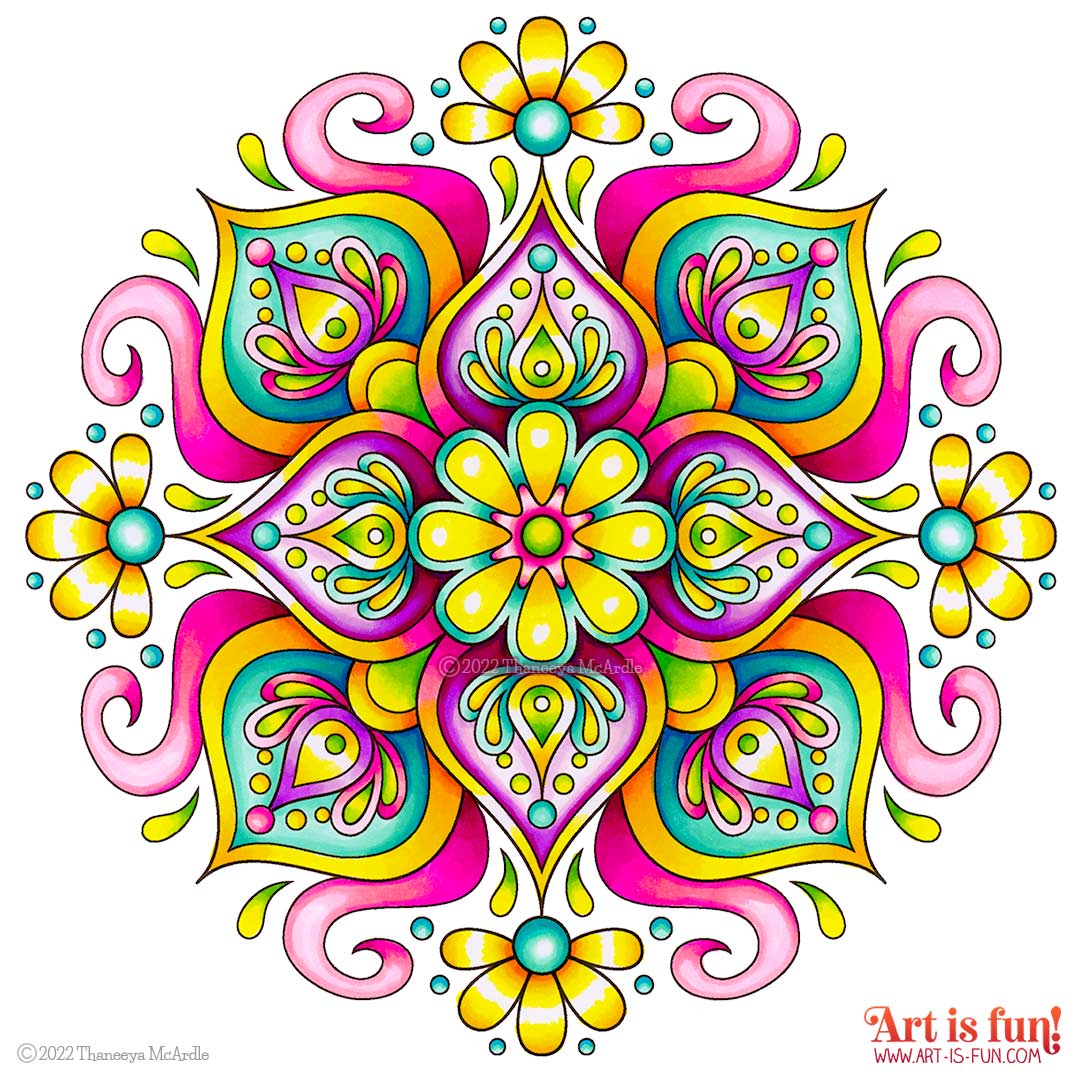 Learn to color this mandala with alcohol markers, by Thaneeya McArdle