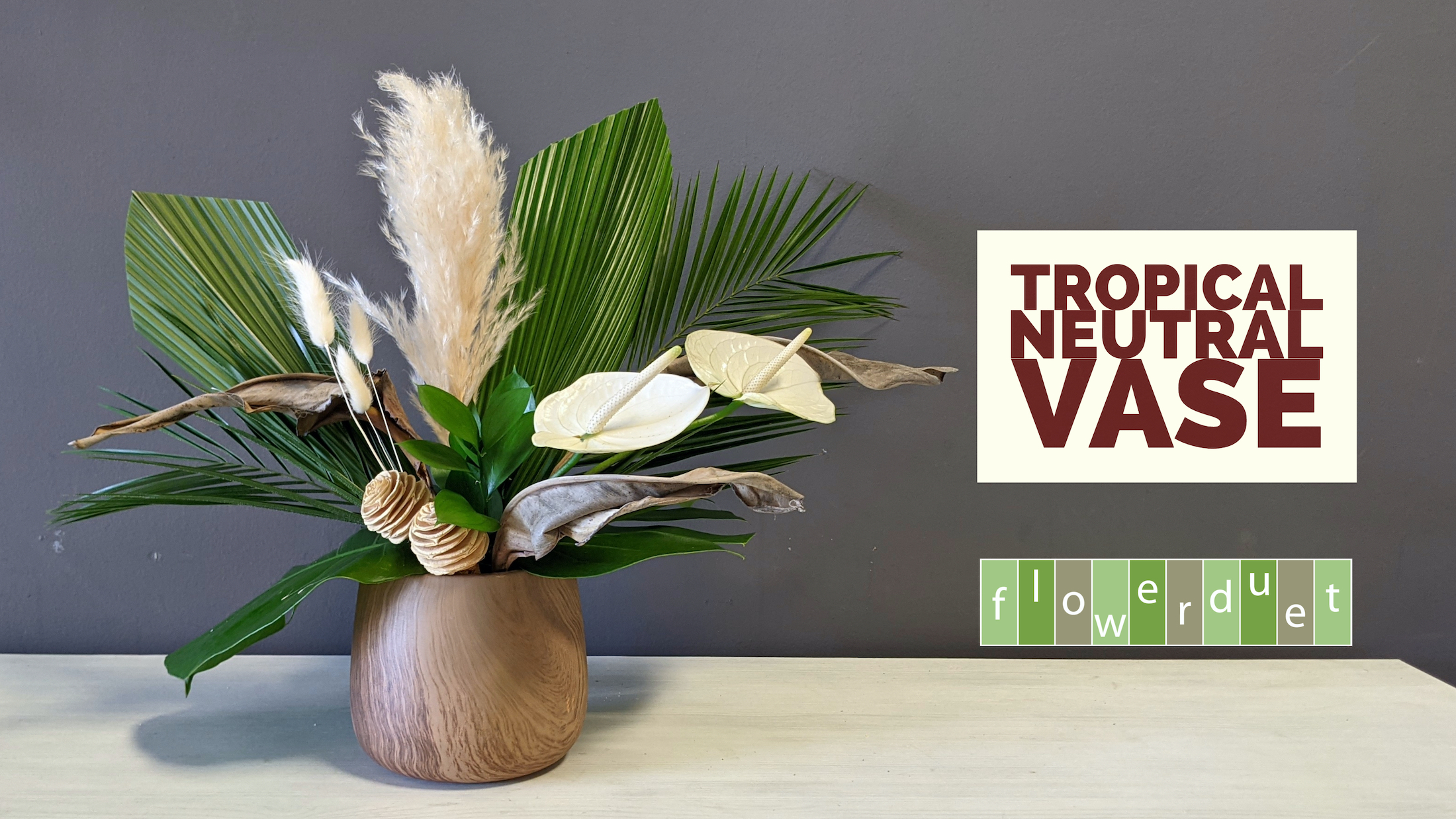 Tropical vase with dried florals