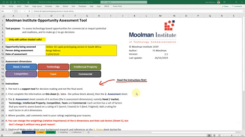 Demo of the Moolman Institute Opportunity Assessment Tool